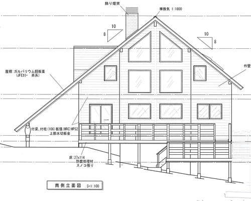 屋根延長型のガレージ ログハウスのフロンティアワールド